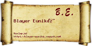 Blayer Euniké névjegykártya